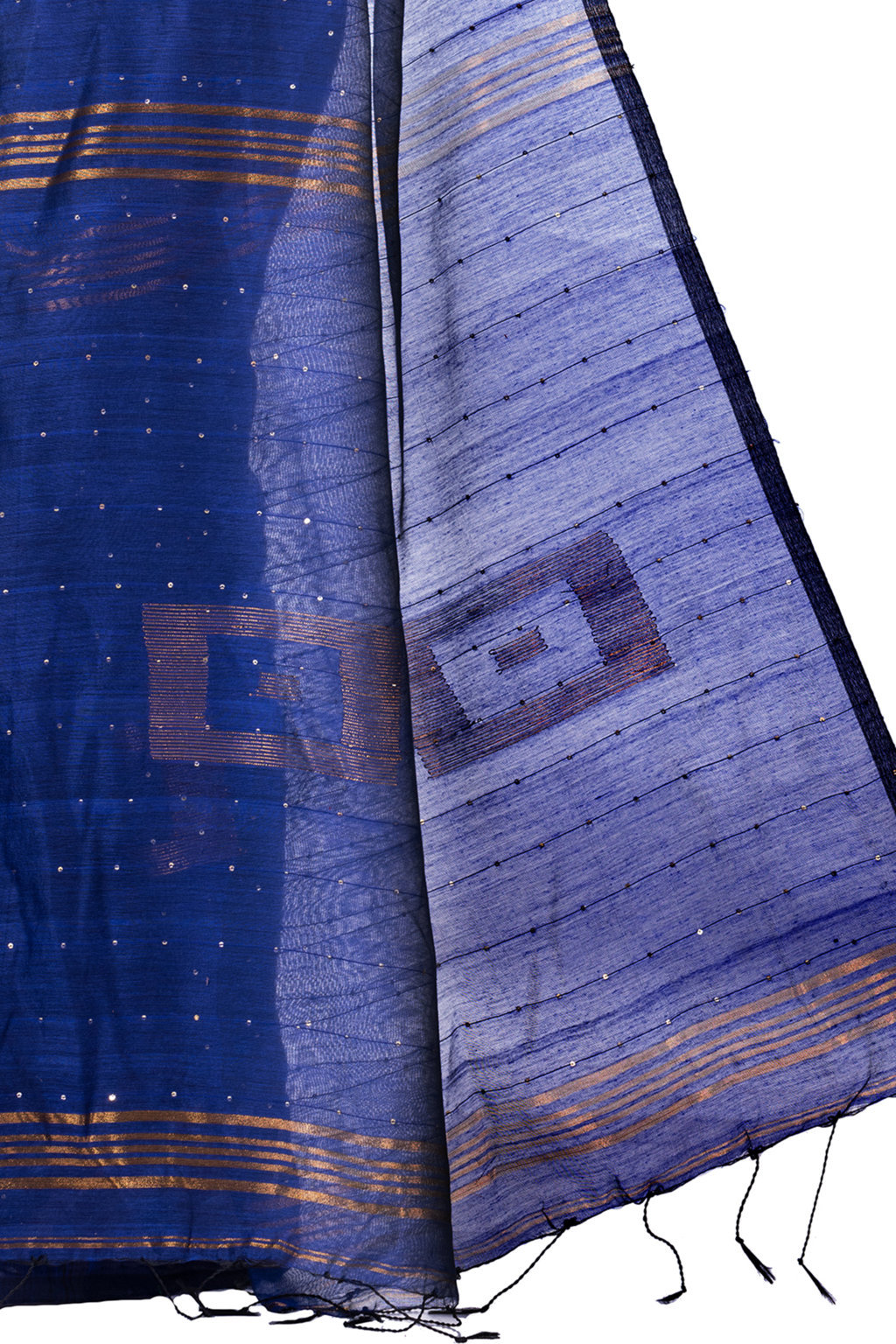 Naby Blue Blended Cotton Sequence_Handloom Hand Loom Saree (472)